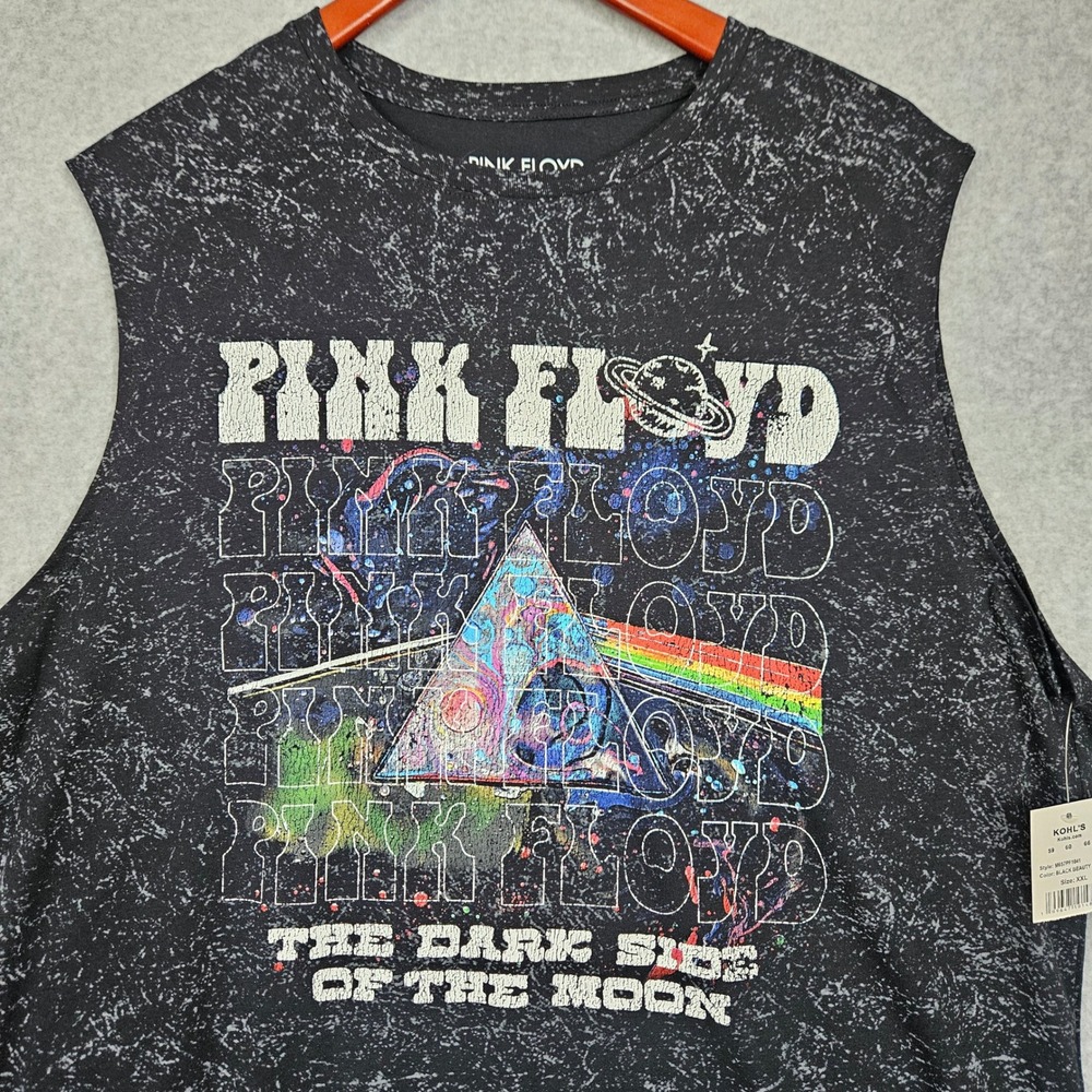 Pink Floyd Dark Side of the Moon Muscle Tank Black Mineral Wash XXL New
